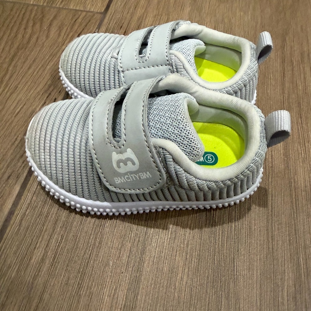 Gray Kids Shoes with Velcro Straps